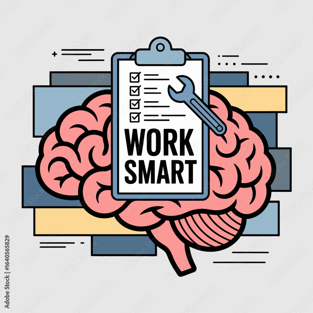 Poster Brainstorming ideas and solutions for efficient work processes and smart thinking through creative problem solving and innovation vector