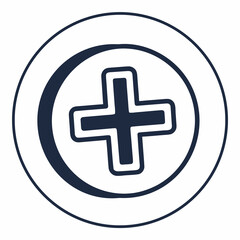 Fototapeta premium Simple cross symbol inside a circle isolated on white background for various uses