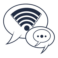 Speech bubbles with wifi and dots icons isolated on white background