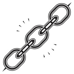Strong chain link connection representing security isolated on white background