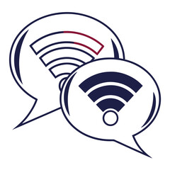 Two speech bubbles with wifi signal icons isolated on white background