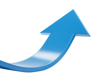 3D Illustration Blue Arrow Pointing Upward on Transparent Background