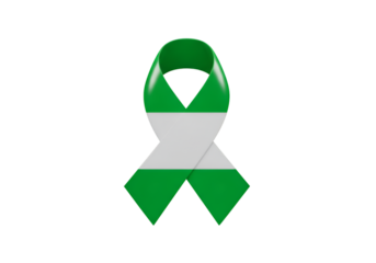 3D Illustration of a Green and White Ribbon Symbol on a Transparent Background