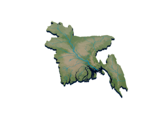 3D Illustration of Bangladesh Map Isolated on Transparent Background