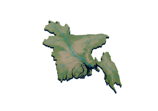3D Illustration of Bangladesh Map Isolated on Transparent Background