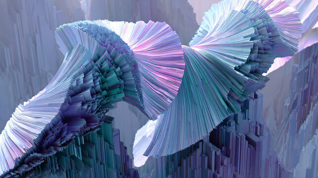 Abstract Art Design Texture Pattern Modern Colorful Light Shape Digital 3D Twist Surreal Nature Curves Fractal Vibrant Motion Futuristic Blue Pink Purple 