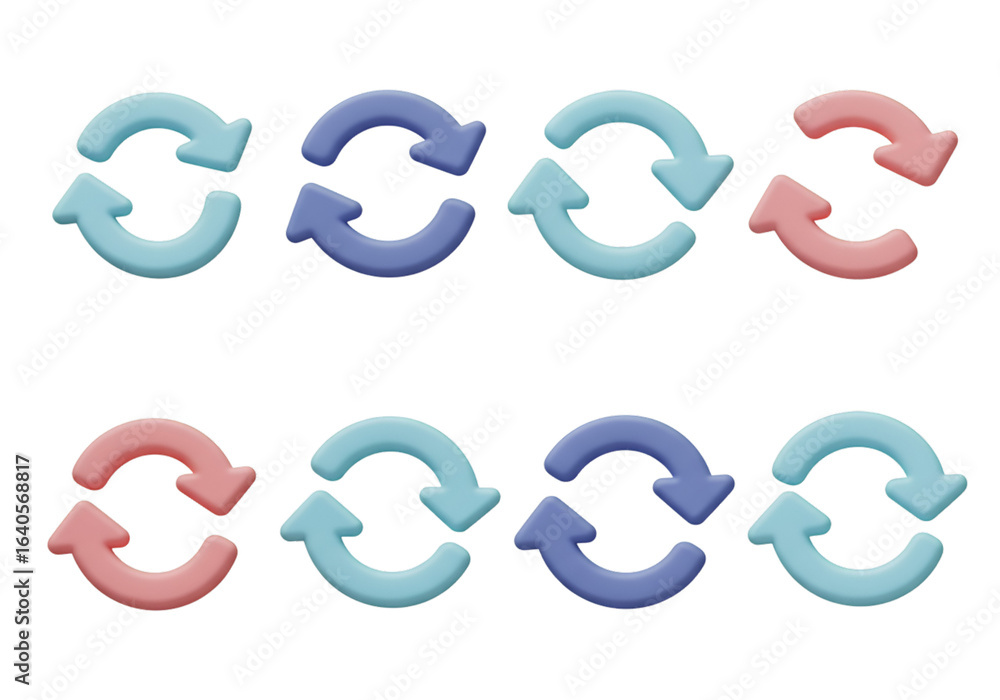 Poster 3d illustration of circular arrows in various colors on transparent background