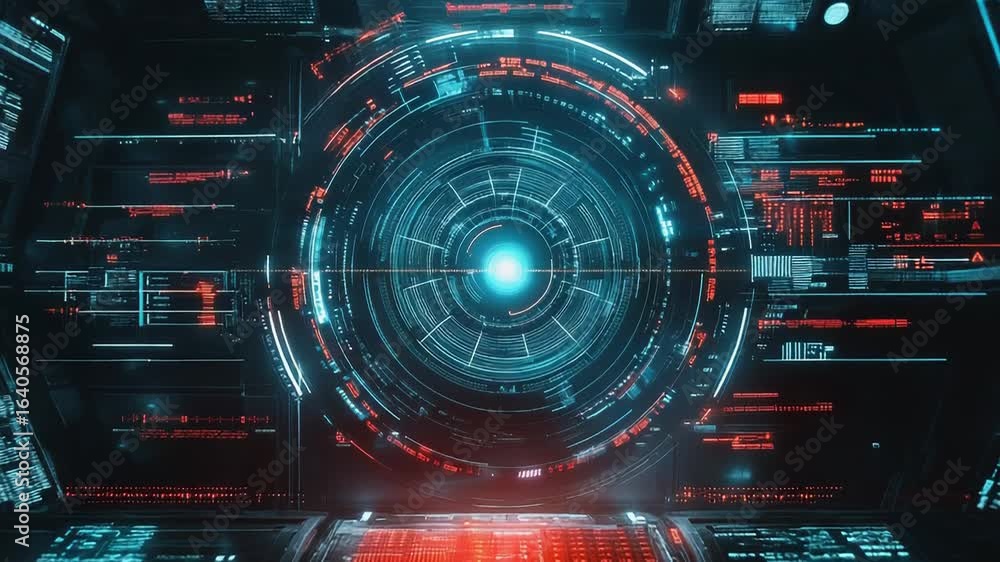 Aufkleber futuristic control room showing data analysis on digital display