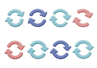 3D Illustration of Circular Arrows in Various Colors on Transparent Background