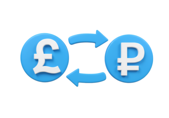 3D Illustration of Currency Exchange between Pound and Ruble on Isolated Background