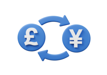 3D Illustration of Currency Exchange Concept with Blue and White Symbols