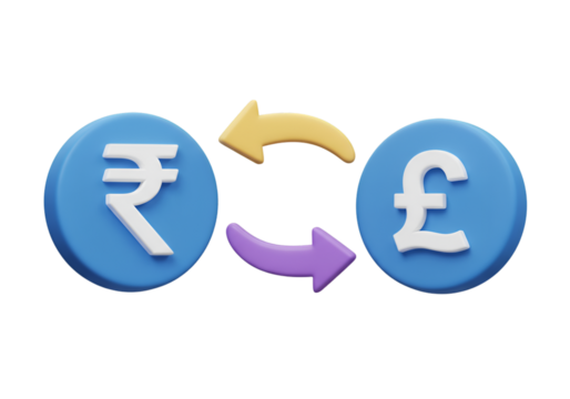 3D Illustration Of Currency Exchange Symbols With Arrows and Transparent Background
