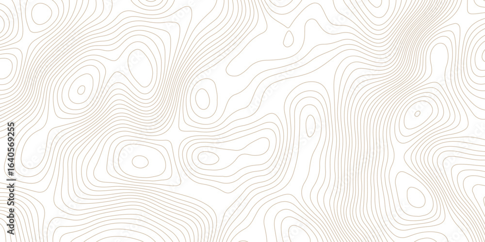 Poster seamless topographic map pattern on a white background featuring abstract contour lines creating an 