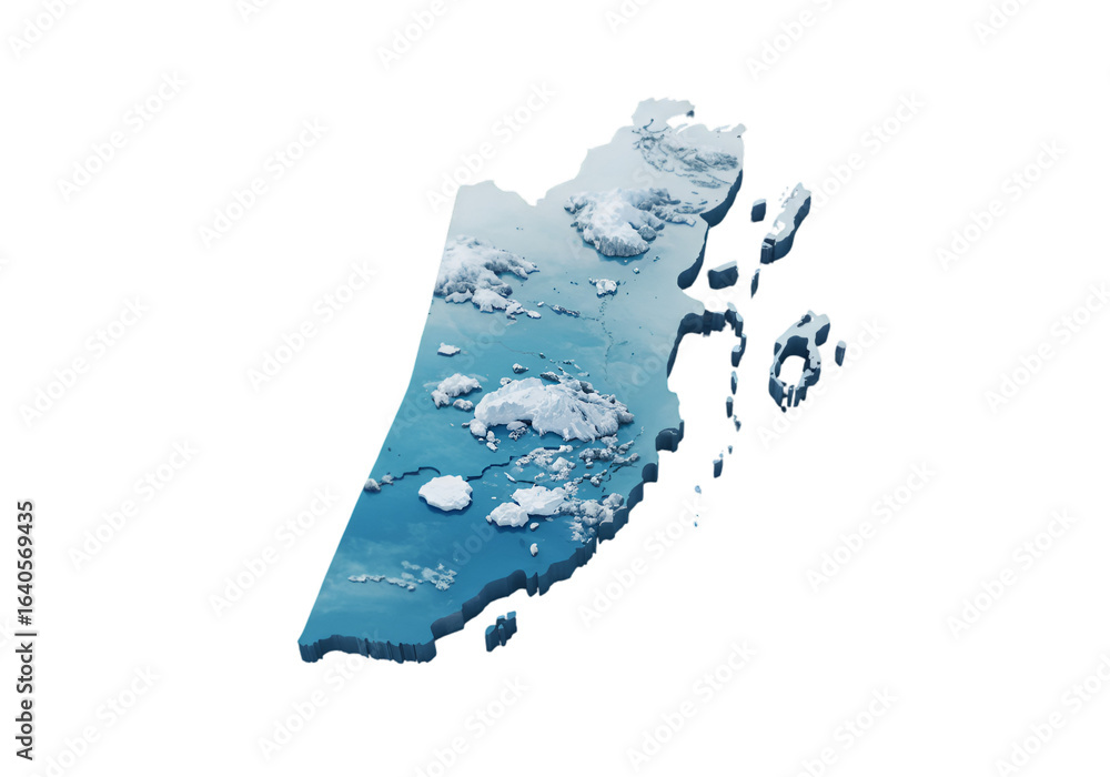Poster 3d isometric pixelated belize map isolated on a transparent background