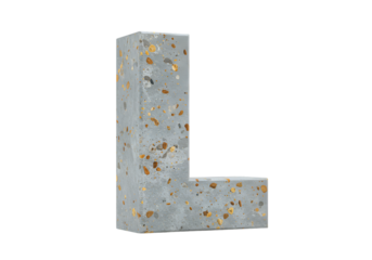 3D Isolated Concrete Letter L on Black Background Illustration