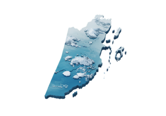3D Isometric Pixelated Belize Map Isolated on a Transparent Background