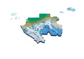 3D Isometric Map Illustration With Transparent Background