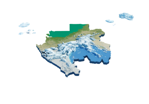 3D Isometric Map Illustration With Transparent Background