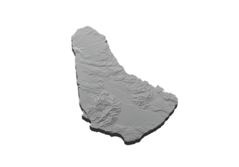 3D Render of Barbados Island Relief Map in Gray with Black Background