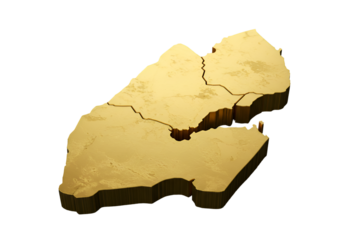 3D Render Of Djibouti Golden Map Isolated On Black Background Illustration