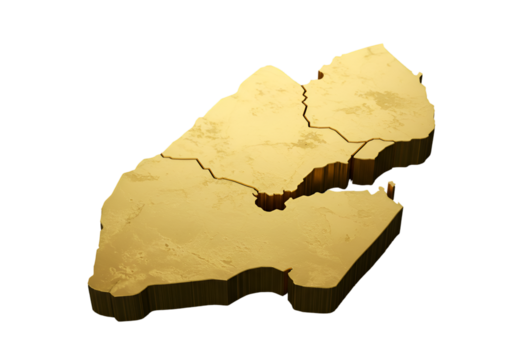 3D Render Of Djibouti Golden Map Isolated On Black Background Illustration