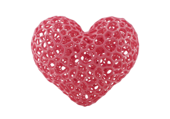 3D Render of Red Cellular Heart Structure Isolated on Transparent Background