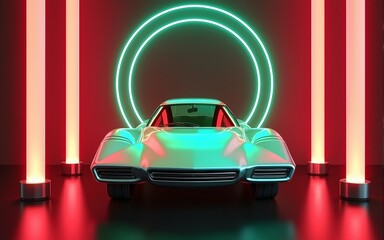 Retro Futurism: Retro-futuristic colors like space age silver, retro red, and neon green create a retro-futurism theme. High quality