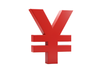 3D Render of Red Yen Currency Symbol Isolated on Black Background Illustration