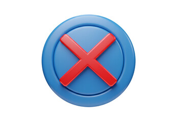 Obraz premium 3D Rendered Blue Circle With Red Cross Isolated Against Transparent Background