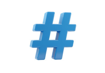 Fototapeta premium 3D Rendered Blue Hashtag Symbol Isolated On Transparent Background