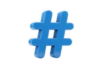 Obraz premium 3D Rendered Blue Hashtag Isolated on Transparent Background