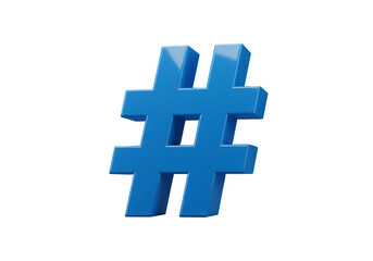 Fototapeta premium 3D Rendered Blue Hashtag Symbol Isolated on a Transparent Background