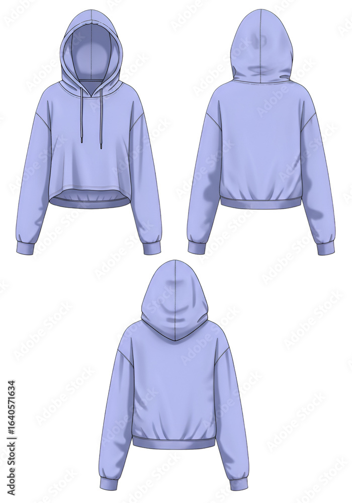 Poster 3d rendering of a lavender hoodie isolated on a transparent background