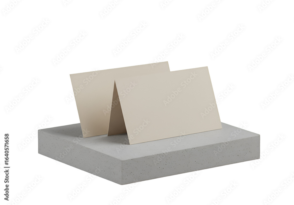 Poster 3d rendering of business card mockup on concrete block isolated black background