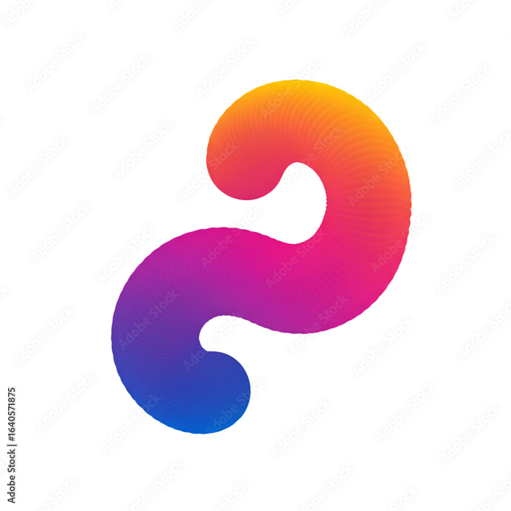 Poster abstract 3d illustration of gradient color shape isolated on black background