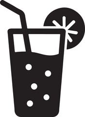 Cocktail Silhouette Icon, Drink Glass Vector Illustration.