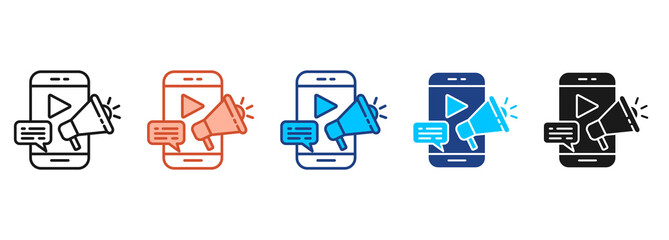 Digital Marketing Icon Set Multiple Style Collection