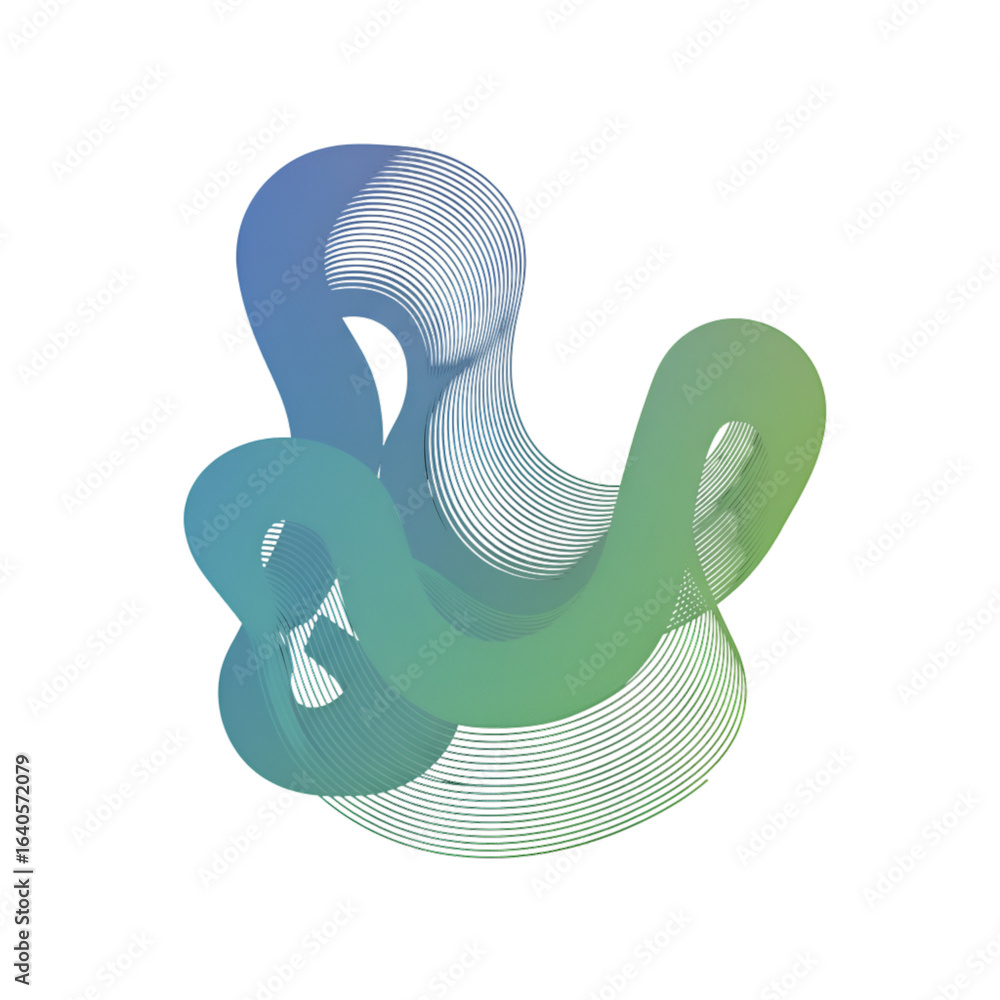 Poster abstract 3d rendered shape with gradient colors on a black isolated background