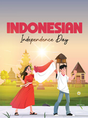 Illustration of Indonesian Independence Day poster
