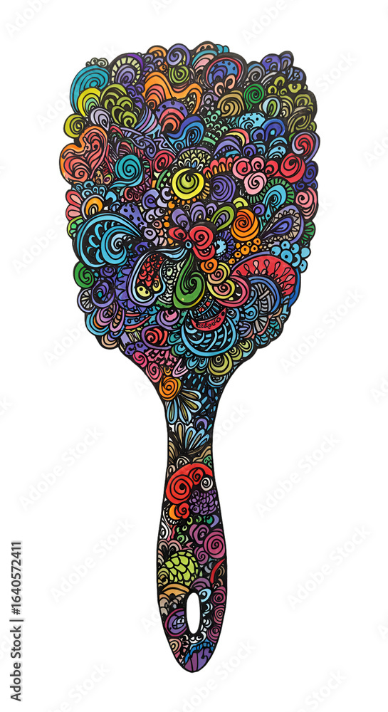Poster abstract brush illustration with pixelated pattern and colorful design