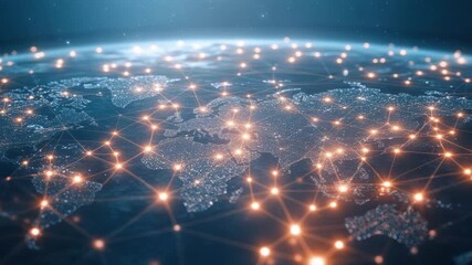 Global network connection glowing lines points digital communication technology data exchange worldwide futuristic style visualization innovative seamless integration - Powered by Adobe