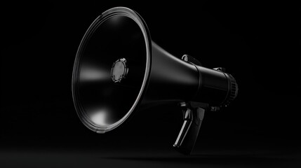 Black megaphone against a dark background