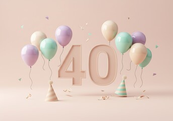 40th birthday pastel celebration with balloons