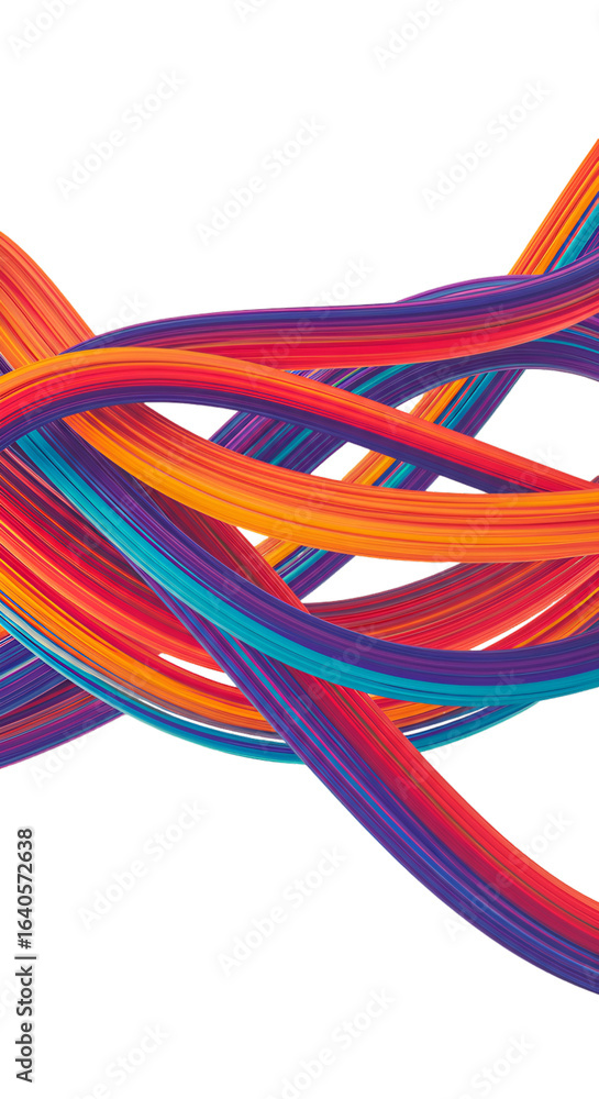 Aufkleber abstract colorful twisted lines on black background dynamic illustration design