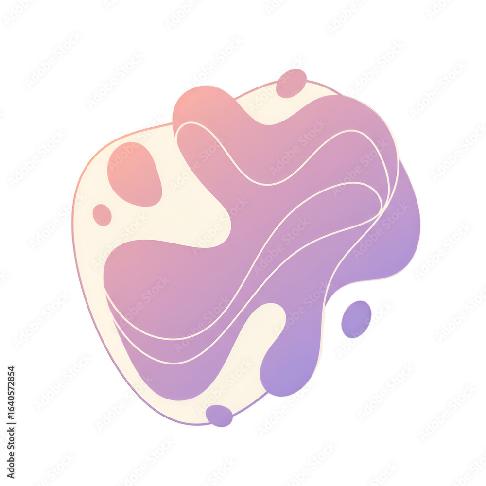 Poster abstract fluid shape with pastel colors on isolated transparent background