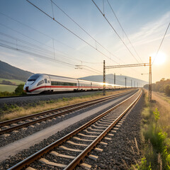Naklejka premium railroad tracks in the morning