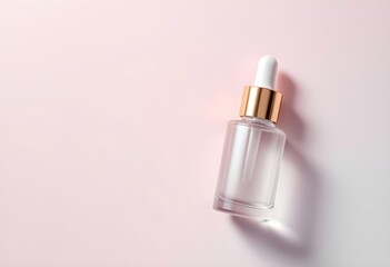 Dropper Bottle with Gold Cap on Pastel Background – Clean Style