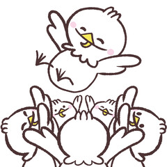 胴上げする白い鳥のイラスト