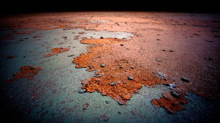 Fototapeta premium Close-up of aged metal surface revealing intricate rust patterns, showcasing industrial texture and history.