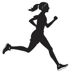 Girl Silhouette in Running Motion